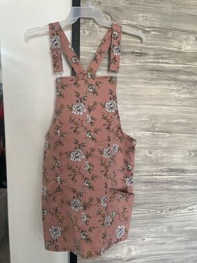 Floral Pink floral Jean Dress with Adjustable Straps